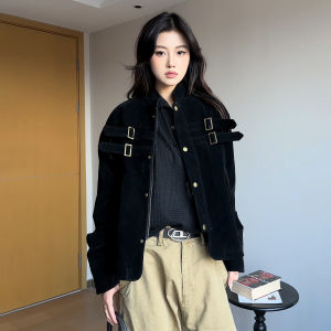 Cleanfit Mens Suede Jacket Patchwork Design American Style Autumn Trendy Brand High-End Feeling Short Wide Collar Jacket