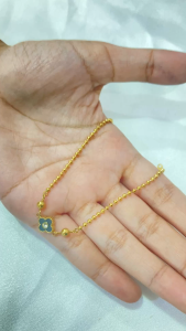 Noin Gelang Rantai Beads Emas Clover Hitam Kristal Zircon untuk Wanita