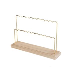 Giá Đỡ Trưng Bày Bông Tai Bằng Gỗ Với Thanh Treo Kim Loại Mạ Phụ Kiện Sắt Giá Đỡ Trưng Bày Trang Sức Cho Vòng Tay Dây Chuyền Bông Tai