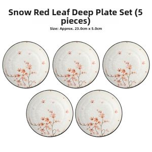 Mino Yaki | Snow Red Leaf Ceramics Wabi-Sabi Style Plate
