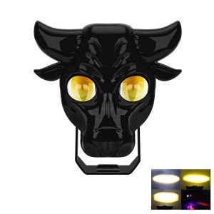 KEVANLY | 2pcs Cow Shape Motorcycle LED 8 Modes Headlight Lamp Fog Light Electric Vehicle Projector Lens Spotlight For Moto High Quality
