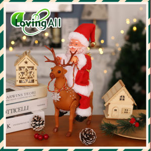 Novelty Electric Santa Claus Riding Deer Glowing Music Rreative Christmas Decoration Childrens Christmas Gifts