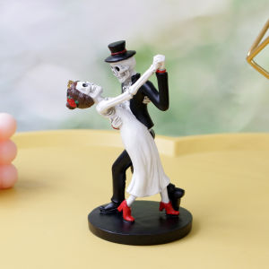 1pc Dancing Skeleton Couple Resin Statue Valentines Day Romantic Atmosphere Decoration Indoor Living Room Bedroom Ornaments