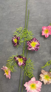 ส่งจากไทย ดอกไม้ปลอม ดอกnasturtium 1ก้าน/3ดอก สูง60ซม.