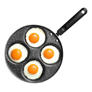 [กระทะทอดไข่ดาว ทรงกลม 4 หลุม กระทะหลุม กระทะลายหินอ่อน กระทะออมเล็ต กระทะเคลือบ กระทะแพนเค้ก แม่พิมพ์ทอดไข่ กระทะทอดทรงกลม]