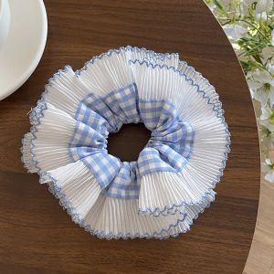 Korean Style Lace Trim Color Block Hair Ties Elastic Hair Bands for Bun And Ponytail Fresh out Fashion Hair Accessories