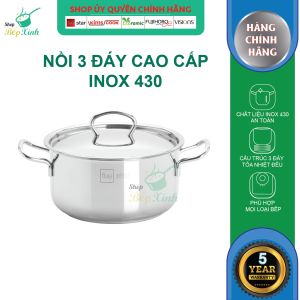 Bộ nồi bếp từ cao cấp Fivestar nắp inox 3 đáy Sandwhich dùng được mọi bếp - nồi inox bếp từ cao cấp