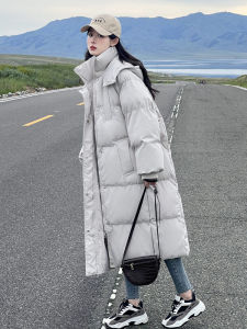 Thickened down Cotton Jacket Women Long Loose Hong Kong Style Bread Clothes Winter New Cotton Coat Outerwear Korean Version