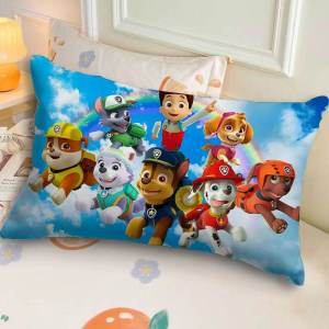 Cartoon Dog Patrol Pillow Childrens Bedroom Decorative Cushion Long Shape PP Cotton Filled Detachable Cover Soft Short Plush