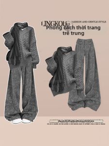 NUMEN BUTTON | Bộ Đồ Knitwear Phong Cách Mùa Thu Hai Màu Sắc Đối Chọi 2 Mảnh