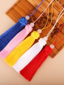 10cm Short Fat Ice Silk Tassel DIY Polyester Short Fat Fimbrilla Pendant Pendant with Beads Short Tassel Tassel