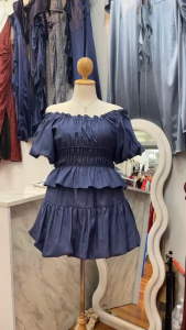 ES1062 เซต2ชิ้นผ้ายีนส์ #สาวอวบ ทรงเสื้อน่ารัก เสื้อเปิดไหล่