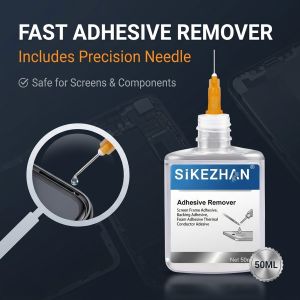 SiKEZHAN 50ml Phone Screen Adhesive Remover Liquid LCD Frame Back Cover Glue Cleaner Repair Kit Tool + Precision Injector Needle