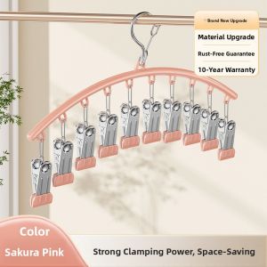 Metal Stainless Steel Windproof Clothes Drying Rack Multi-clamp Balcony Clothes Hanger for Student Dormitory Laundry Care