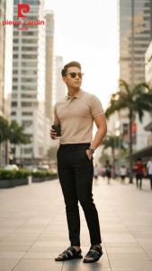 Giày Sandal nam Pierre Cardin chất liệu da cao cấp thiết kế quai chéo có quai hậu êm ái không gây đau chân đế cao su chống trượt thanh lịch - 165