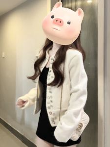 French Elegant Heavy Work Sweater Jacket Womens Loose Soft Gentle Style Autumn Fashion Slimming Open Cardigan Trendy