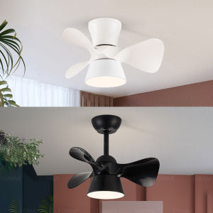 Nordic design 55CM 64Watt LED Bedroom Variable Frequency Three-leaf Small Ceiling Fan Mute Color Dining Room Living Room Household Ceiling Fan With Lighting