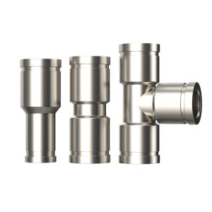 Airline Straight Through Three Way Changing Diameter Metal Coupling Connector