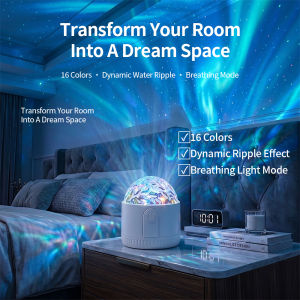 LED NightLights Starry Sky Northern Aurora/Water Ripple 16 Color 360°Rotating RGB Lamp Remote Projector Ambient Light