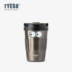 TYESO | Tyeso 400ml Vintage Coffee Mug Stainless Steel Insulated Travel Cup Convenient Handheld Portable Thermos with Cute Eye Stick