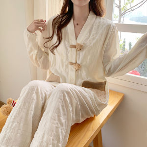 Bộ Đồ Ngủ Cho Bà Bầu Bằng Vải Cotton Mềm Mại Mỏng Có Đệm Ngực Mặc Sau Sinh Mặc Mùa Hè Mặc Mùa Xuân Mặc Mùa Thu Mặc Mùa Đông