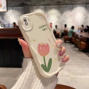 Tulip Silicone Phone Case for Redmi 9A Simple Oil Painting Style Full Cover Protective Shell Womens Cute Anti-Fall Soft Shell