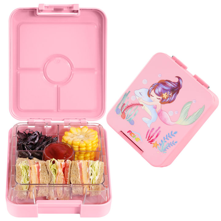 AOHEA Bento Lunch Box for Kids: Mermaid Bento Boxes 4 Compartment