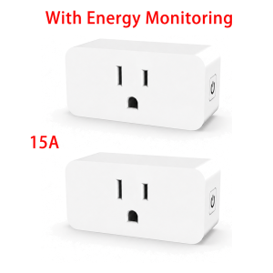 Tuya U.S.-Spec 15A Smart Square Outlet with Wi-Fi Connectivity Energy Monitoring Timer & Voice Control for Home Automation