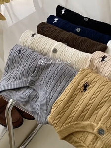 Women Knit Cardigan Round Neck Sleeveless Sweater Embroidered Twist Baju Lengan Panjang Wanita 外套上衣