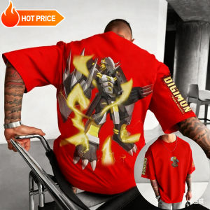 Bandai | War Greymon Anime Digimon2025 Harajuku Mens Vintage Streetwear Summer T-shirt Womens Casual Sports Short-sleeved Cotton Tee