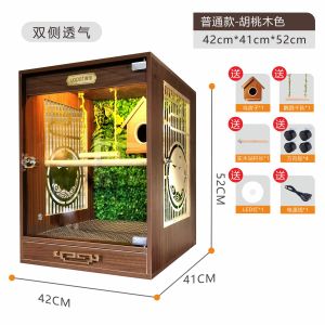 Large Wooden Parrot Cage with Drawer Insulated Pet Villa for Tiger Parrot Bird House Warm Air Design Glass Door Animal Cages