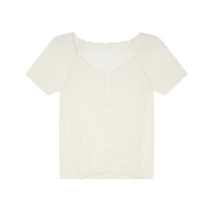 Petals Square Neck Short Sleeve Knit Cardigan