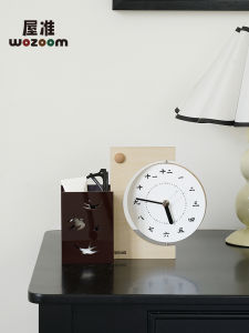 Wozoom นาฬิกาตั้งโต๊ะสไตล์ย้อนยุค ตู้เก็บของ นาฬิกาตกแต่งห้องนั่งเล่น วัสดุไม้ งานฝีมือครึ่งนิ้ว ตกแต่งสไตล์จีนใหม่