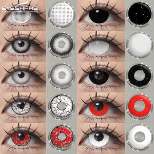 EyeShare | EYESHARE 1Pair/2Pcs Halloween Cosplay Anime Color Contact lenses for Eyes Red White Black Lenses Cosmetics Makeup Colored Lenses