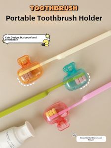Portable Travel Toothbrush Holder Dustproof Protective Cap Storage Box Toothbrush Head Protector Clip Home Bathroom Accessories