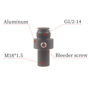 M18*1.5 G1/2-14 Air Tank Gas Cylinder Refill Filling Adapter With Vent Device Quick Coupler Threaded fitting Station Paintball Scuba Accesories