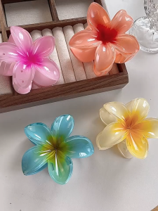 Jepit Rambut Wanita Motif Bunga Kamboja Bahan Akrilik Gaya Korea Import