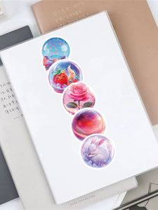 Cute Doodle INS Stickers 50 Sheets Transparent Crystal Glass Bottle Starry Sky Design Decorative Notebook Helmet Photo Frame Water Cup Electric Car Fridge iPad Camera Computer DIY Light Blocking Stickers