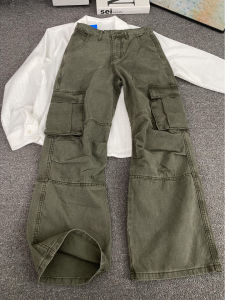 OUMULONG | Camouflage Paratrooper Workwear Style Straight Leg Cleanfit Jeans