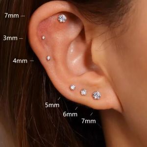 Mariasz Minimalist 20G 3-8mm Tiny Stainless Steel Flatback Stud Earrings for Women Men Cartilage Tragus 0.8mm Piercings Jewelry