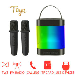 TOYA TWS Portable Luminous Bluetooth Speaker with Microphone Outdoor Camping & Karaoke FM Radio Perfect for Family Gatherings