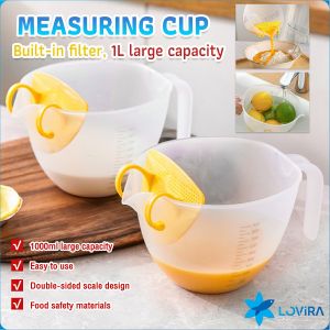 LoviRa 1000ml Large Capacity Mixing Bowl Measuring Cup with Measurement Markings for Cooking Baking Prepping