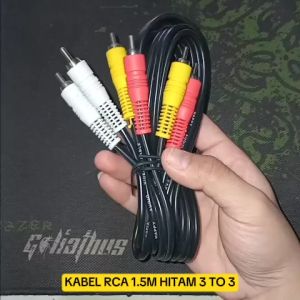 V167 ORI KABEL RCA 1.5M HITAM 3 TO 3 3X3 CABANG 3IN1 1.5 M METER CABEL CABLE AUDIO VIDEO GAMBAR SUAR