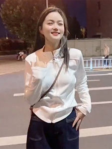 เสื้อแจ็คเก็ตคอตั้งซิปแบบลำลองสำหรับผู้หญิง เสื้อยืดทรงสลิมฟิต เสื้อคลุมกันหนาวฤดูใบไม้ผลิและฤดูใบไม้ร่วง ทรงเข้ารูป แขนยาว ปกติ