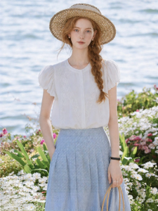 OSA | Design Light Tencel Shirt With Lace Embroidery