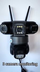 Kamera CCTV V380 Pro dengan SIM 4G 3 lensa 3 layar zoom 10x  kejernihan 4K 360°cctv wifi sambung ke hp dengan mikrofon dan speaker Deteksi gerakan Ada gambar berwarna di malam hari cctv sambung hp jarak jauh