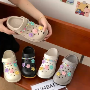 SHO-SUNTP39🥑รองเท้าหัวโตเสริมส้น สูง 6 cm. วัสดุEVA ยางนิ่ม พื้นนิ่มมาก รองเท้าแฟชั่น สีทูโทน พร้อมตัวติด ใส่สบาย🥑