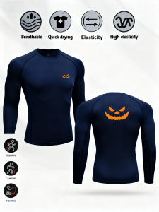 Mens Ghost face print quick-dry Compression  Sports Shirt Turtleneck Long Sleeve Guard Gym Base Layer Athletic Undershirt Gear