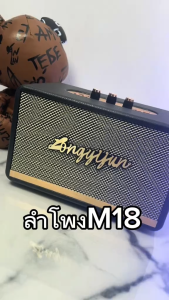 (ตัวใหญ่) ปรับเบสได้ ลำโพงบลูทูธ รุ่น M18 เสียงดี เบสแน่น ลำโพงหนังหุ้มงานไม้ ปรับเสียงได้จริง