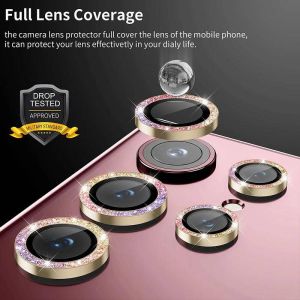 For SamsungS24 Luxury Metal Glitter Diamond Camera Lens Tempered Glass Film For Samsung Galaxy S24 Ultra Plus Phone Lens Back Cover Protector